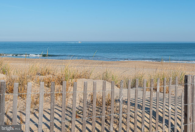 view of water feature with a view of the beach