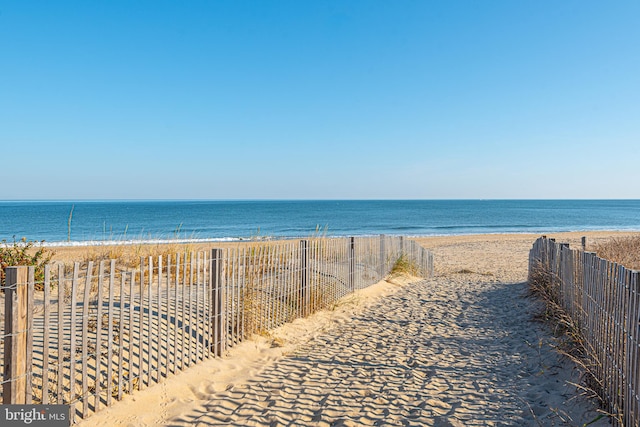 view of water feature featuring a view of the beach