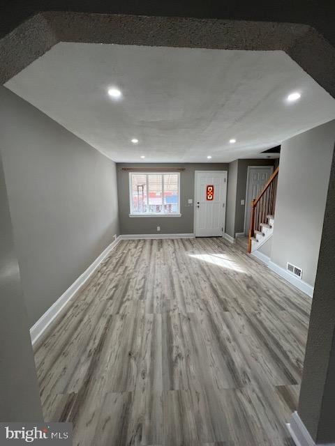 unfurnished living room featuring wood-type flooring