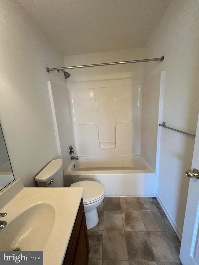 full bathroom featuring tile patterned flooring, vanity, shower / bathtub combination, and toilet