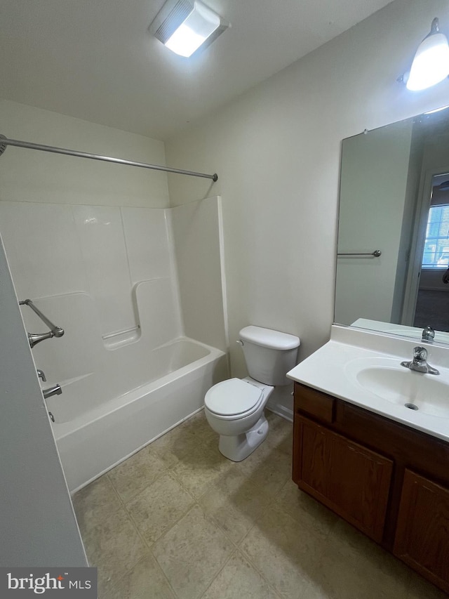 full bathroom featuring vanity, toilet, and bathtub / shower combination