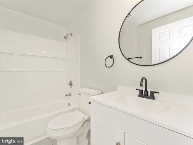 full bathroom with tile patterned flooring, vanity, shower / bathtub combination, and toilet