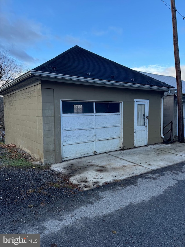 view of garage