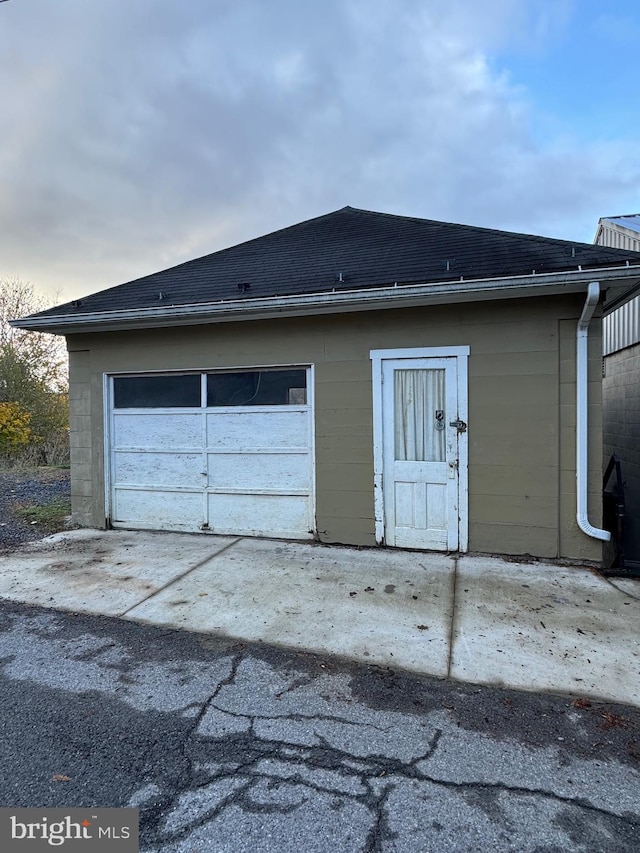 view of garage