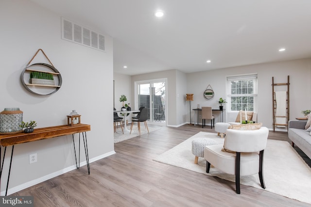 living room featuring light hardwood / wood-style floors