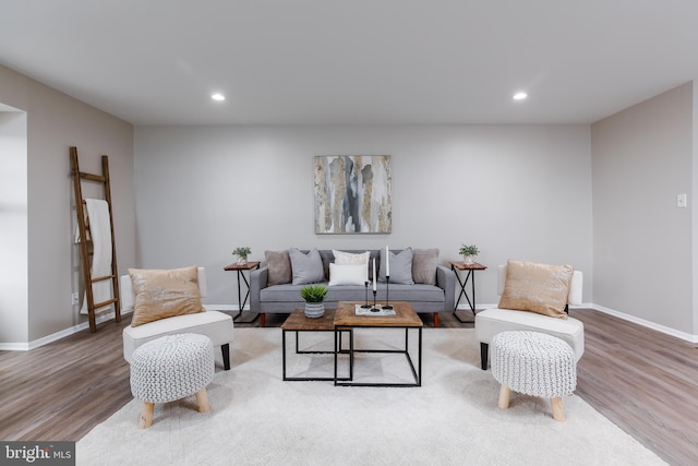 living room with light hardwood / wood-style floors