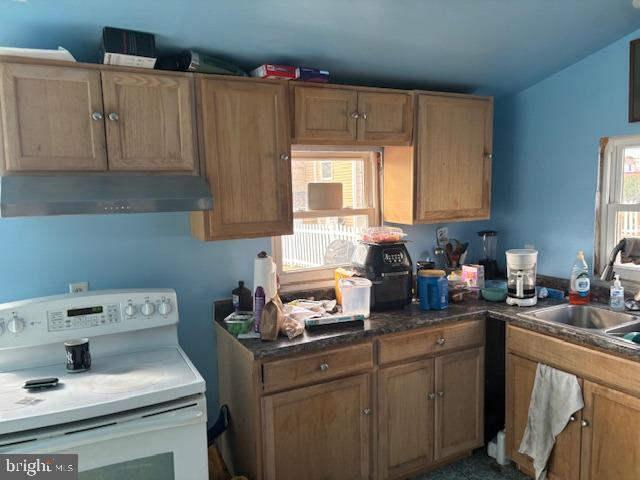 kitchen featuring sink and white electric stove