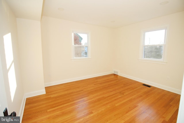 unfurnished room featuring light wood-type flooring and a wealth of natural light