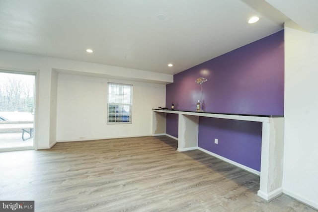 interior space with light hardwood / wood-style floors