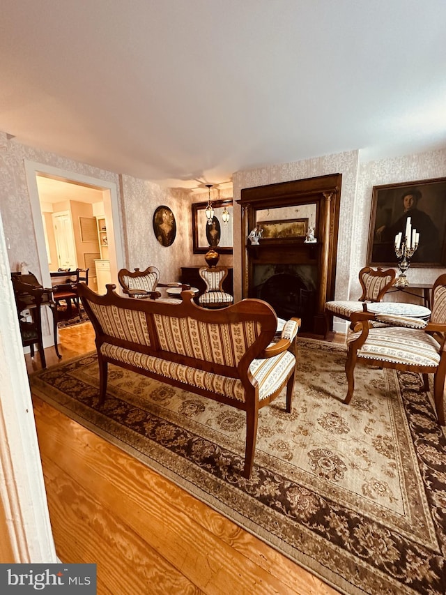 living area featuring wood-type flooring