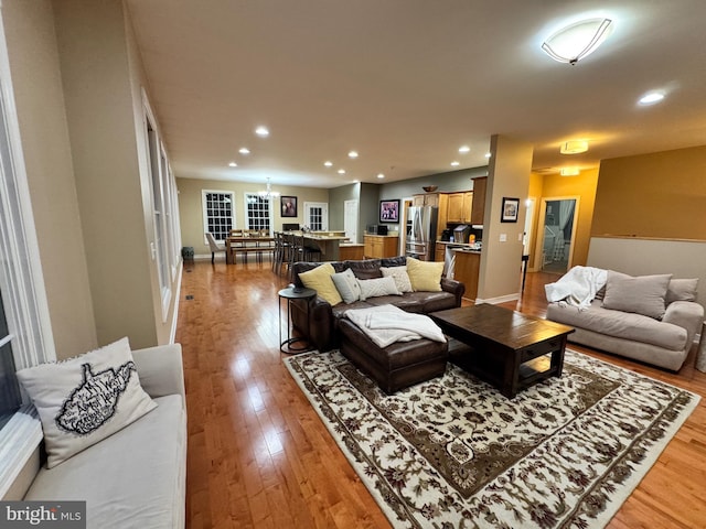 living room featuring light hardwood / wood-style flooring