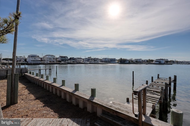 view of dock featuring a water view