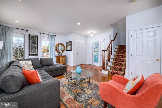 living room with wood-type flooring