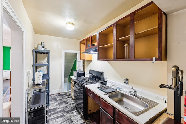 kitchen with black range with gas stovetop and sink