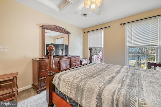 bedroom with carpet and ceiling fan