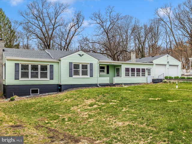 9732 Garis Shop Rd, Hagerstown, MD 21740 - back of property with a chimney, roof with shingles, and a yard