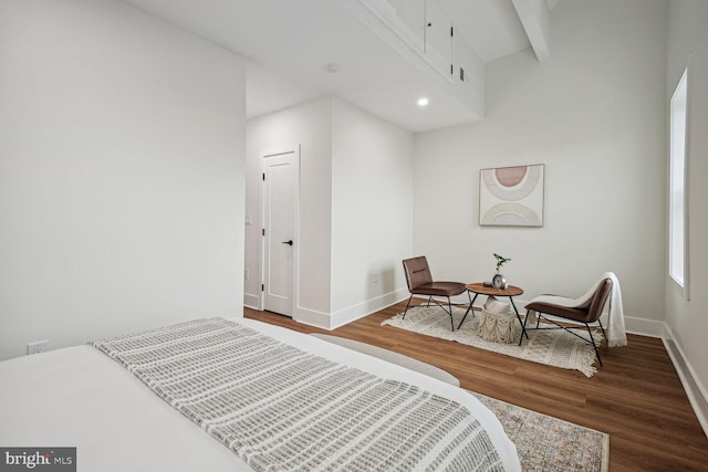 bedroom with wood-type flooring