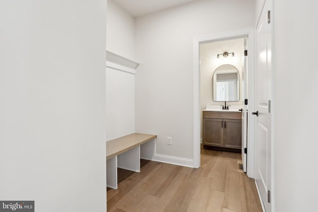 mudroom featuring light hardwood / wood-style flooring