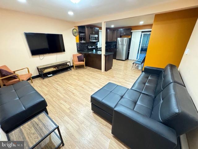 living room with light wood-type flooring