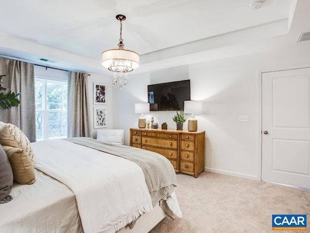 157 Lookover Ter, Stuarts Draft, VA 24477 - bedroom featuring a chandelier, light carpet, and baseboards