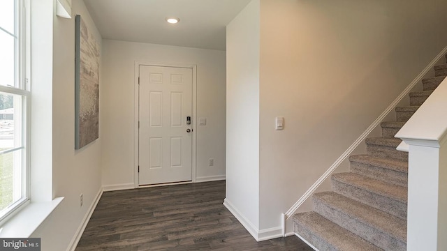 entrance foyer featuring dark hardwood / wood-style flooring