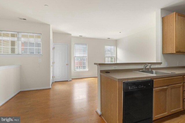 3121 W Thompson St, Philadelphia, PA 19121 - kitchen featuring dishwasher, a sink, light wood finished floors, and baseboards