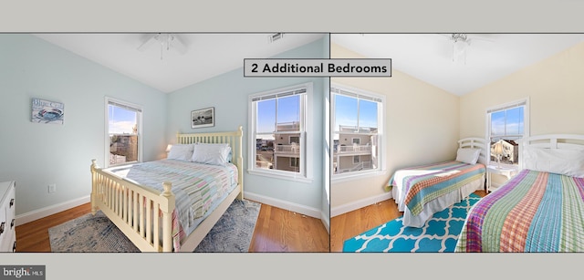 220 Taylor Ave, Beach Haven, NJ 08008 - bedroom with lofted ceiling, multiple windows, baseboards, and wood finished floors