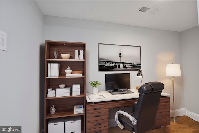 office featuring dark wood-type flooring