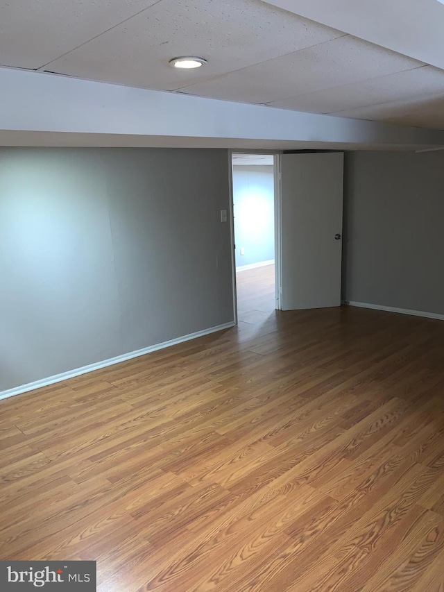 basement featuring light hardwood / wood-style floors