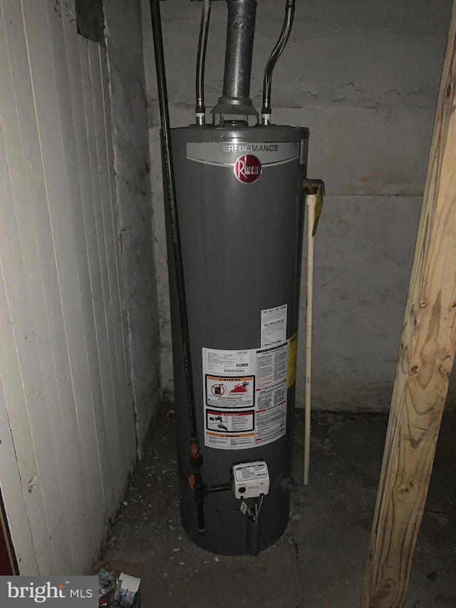 utility room with gas water heater