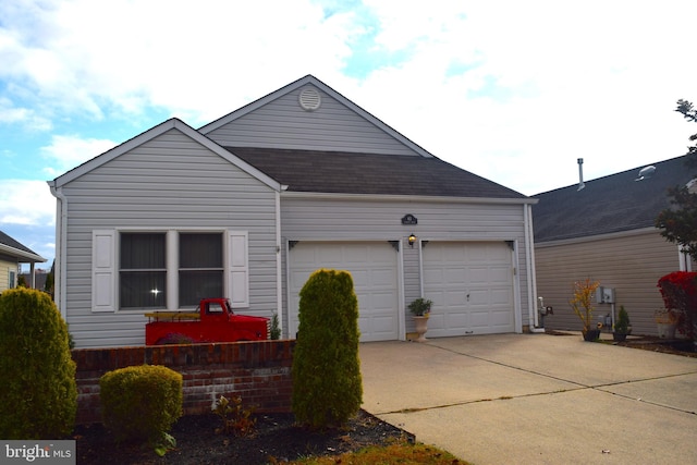 exterior space with a garage