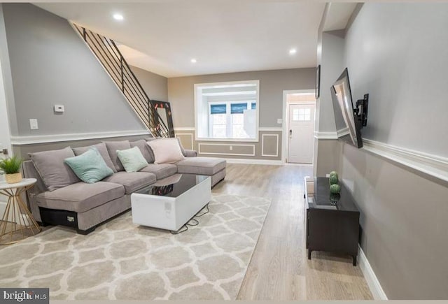 living room featuring light hardwood / wood-style floors