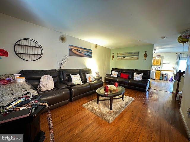 living room with hardwood / wood-style floors