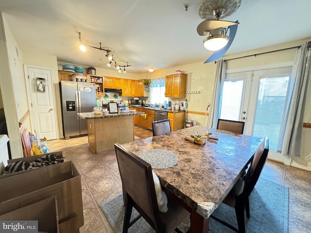 dining area featuring french doors