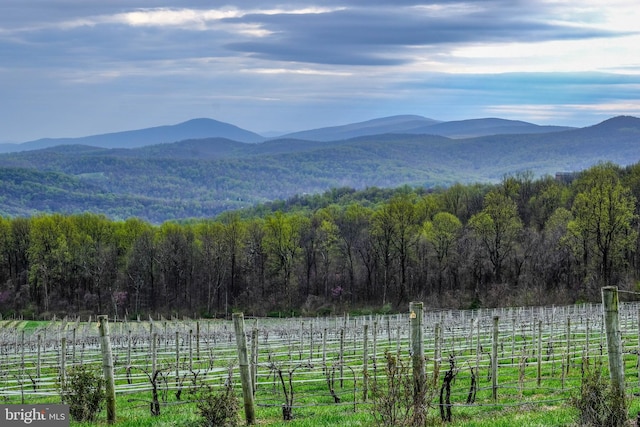 view of mountain feature with a rural view