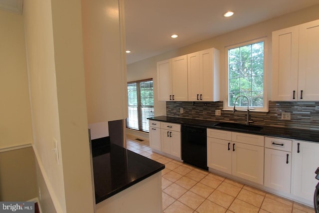 12360 Corncrib Ct, Bristow, VA 20136 - kitchen with dishwasher, a sink, dark countertops, plenty of natural light, and recessed lighting