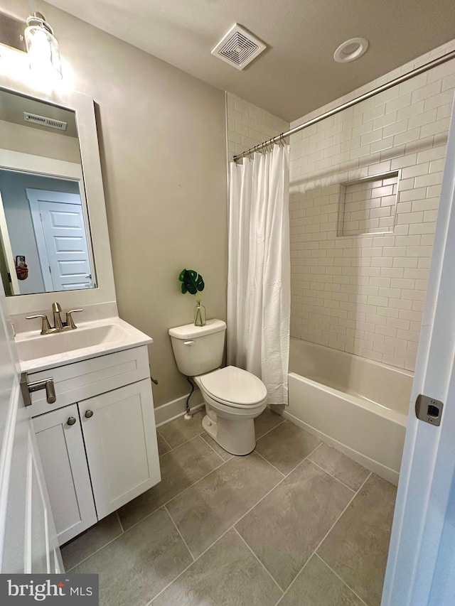 3104 Paper Mill Rd, Phoenix, MD 21131 - bathroom with toilet, vanity, tile patterned flooring, shower / bath combo, and baseboards