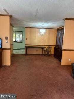 basement with dark carpet