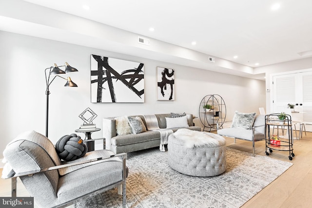 living room with wood-type flooring