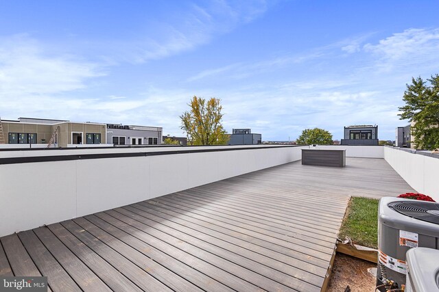 wooden terrace featuring central AC