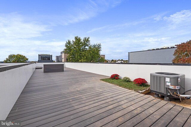 wooden terrace with central AC unit