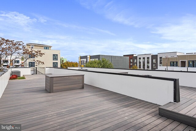 wooden terrace with cooling unit