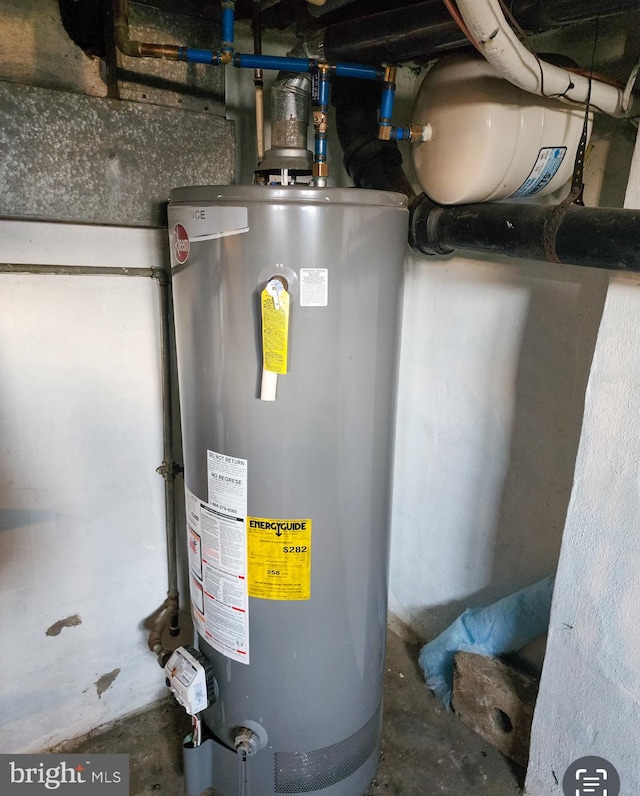 utility room with water heater