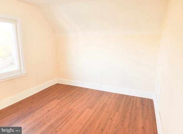 bonus room with hardwood / wood-style floors and lofted ceiling