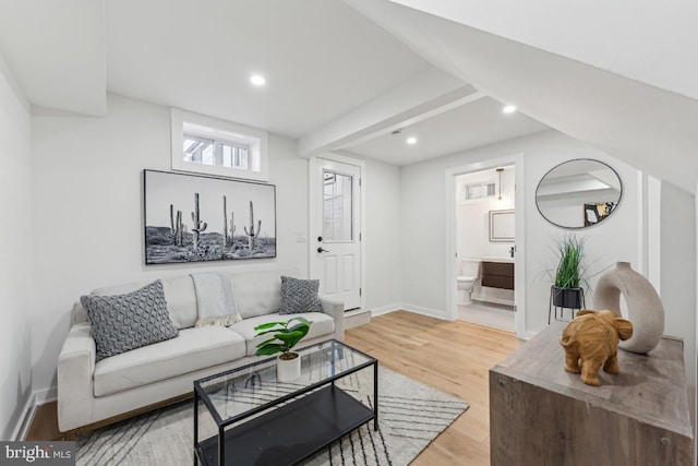 living room with hardwood / wood-style floors