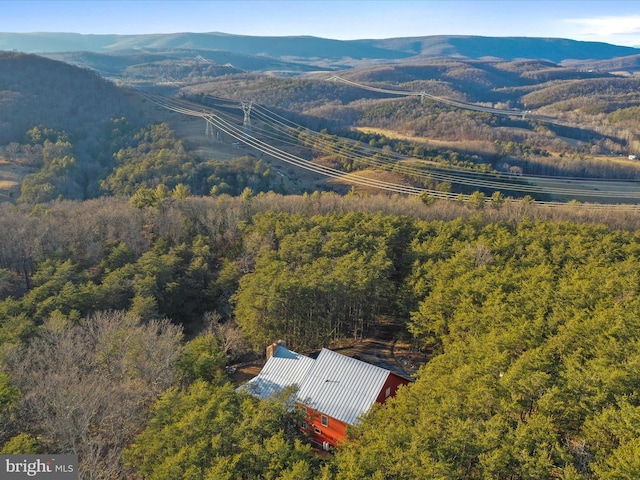 birds eye view of property with a mountain view