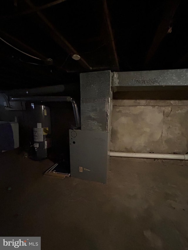 basement with gas water heater