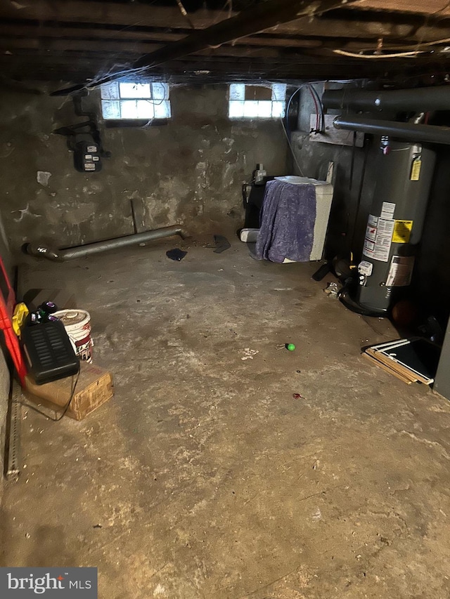 basement with water heater