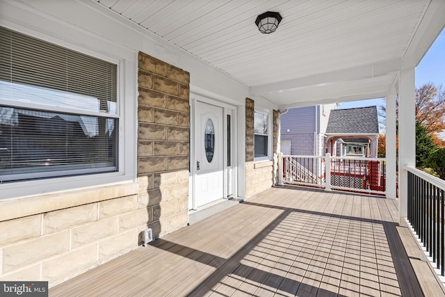 wooden deck with covered porch