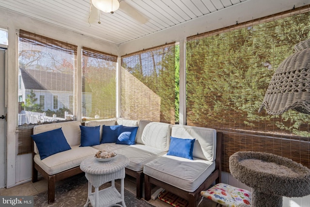 sunroom / solarium with wood ceiling